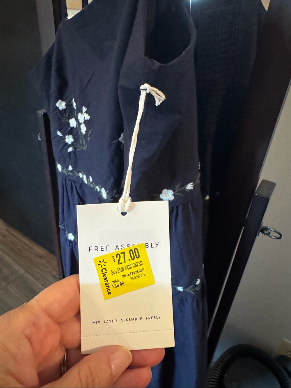 Women’s Navy Floral Embroidered  Dress - Picture 3 of 5